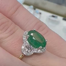 Load and play video in Gallery viewer, Oval Emerald &amp; Diamond Ring - Product Code - E623
