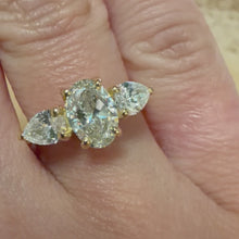 Load and play video in Gallery viewer, Designer 18ct Yellow Gold Lab Diamond Trilogy Ring - Product Code - C42955
