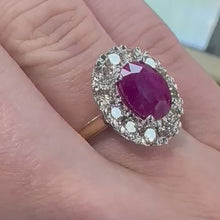 Load and play video in Gallery viewer, Burma Ruby &amp; One Carat of Diamonds Ring - Product Code - E624
