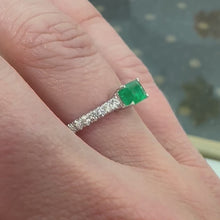 Load and play video in Gallery viewer, Emerald &amp; Diamond Band Ring - Product Code - RX2
