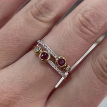 Load and play video in Gallery viewer, Ruby &amp; Diamond Yellow Gold Ring - Product Code - A78
