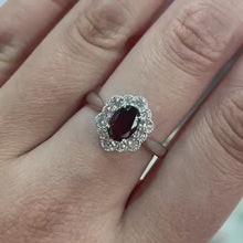 Load and play video in Gallery viewer, Oval Garnet &amp; Diamond Ring - Product Code - A390
