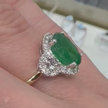 Load and play video in Gallery viewer, Oval Emerald &amp; Diamond Ring - Product Code - E623
