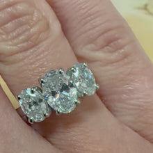 Load and play video in Gallery viewer, Two Carat Platinum Lab Diamond Oval Three Stone - Product Code - C42953
