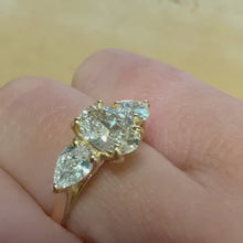 Load and play video in Gallery viewer, Designer 18ct Yellow Gold Lab Diamond Trilogy Ring - Product Code - C42955
