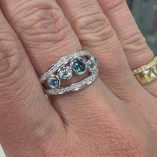 Load and play video in Gallery viewer, White Gold Hallmarked Blue Topaz Band Ring - Product Code - A318

