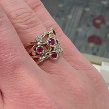 Load and play video in Gallery viewer, Ruby &amp; Diamond Yellow Gold Bubble Ring - Product Code - A146
