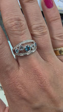 Load and play video in Gallery viewer, White Gold Hallmarked Blue Topaz Band Ring - Product Code - A318
