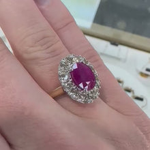 Load and play video in Gallery viewer, Burma Ruby &amp; One Carat of Diamonds Ring - Product Code - E624
