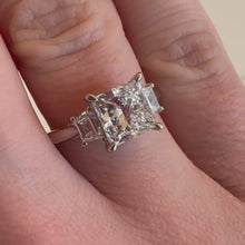 Load and play video in Gallery viewer, Platinum Two Carat Princess Cut &amp; Baguette Lab Diamond Ring - Product Code - LB14
