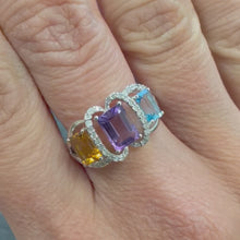 Load and play video in Gallery viewer, Designer Citrine, Amethyst, Blue Topaz Ring -Product Code - F762
