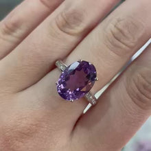 Load and play video in Gallery viewer, Oval Amethyst &amp; Diamond Ring - Product Code - A3
