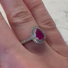 Load and play video in Gallery viewer, Pear Shaped Ruby &amp; Diamond Designer Ring - G828
