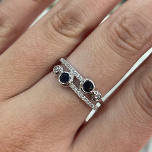Sapphire & Diamond Bubble Ring - Product Code - A324