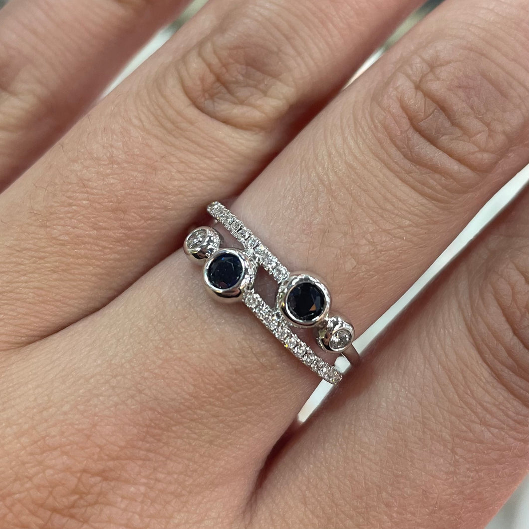 Sapphire & Diamond Bubble Ring - Product Code - A324