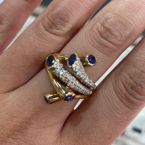 Sapphire & Diamond Designer Ring - Product Code - A313