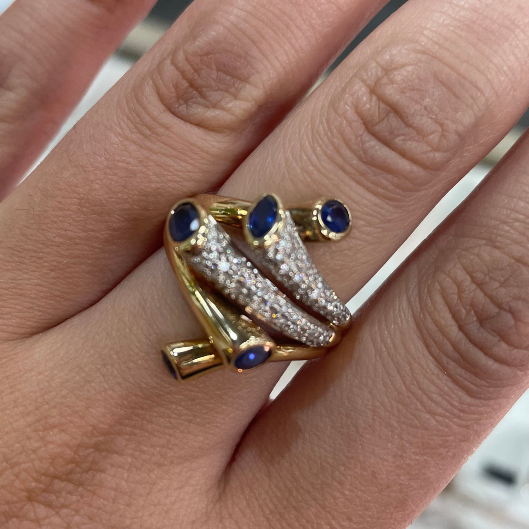 Sapphire & Diamond Designer Ring - Product Code - A313