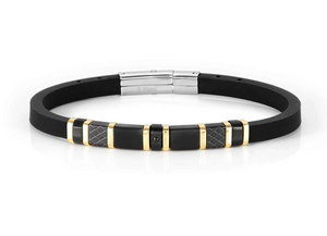 CITY BRACELET, BLACK STONE AND DECORATED PLATE - Product Code - 028810 - 012