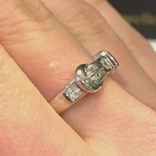 Load and play video in Gallery viewer, White Gold Buckle Design Ring - F244
