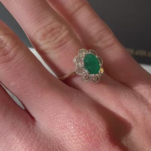 Load and play video in Gallery viewer, Emerald &amp; Diamond Flower Design Ring - E604
