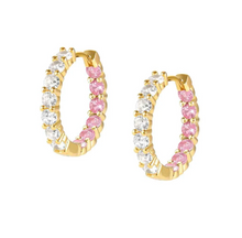 Load image into Gallery viewer, CHIC&amp;CHARM JOYFUL ED HOOP EARRINGS, WHITE AND PINK STONES - Product Code - 148636 018
