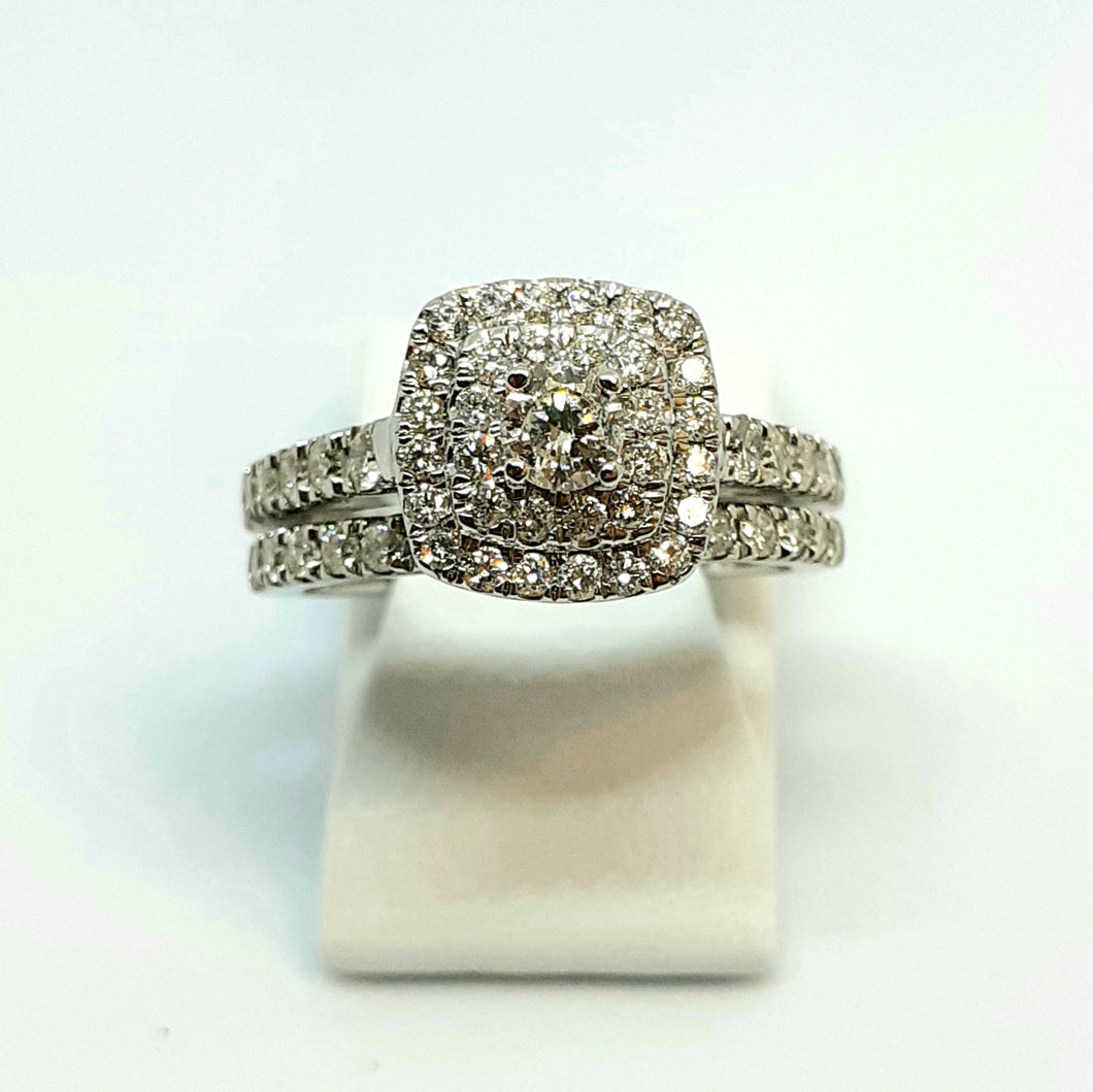 9ct Hallmarked White Gold Diamond (Set of Two) Bridal Set - Product Code - G575