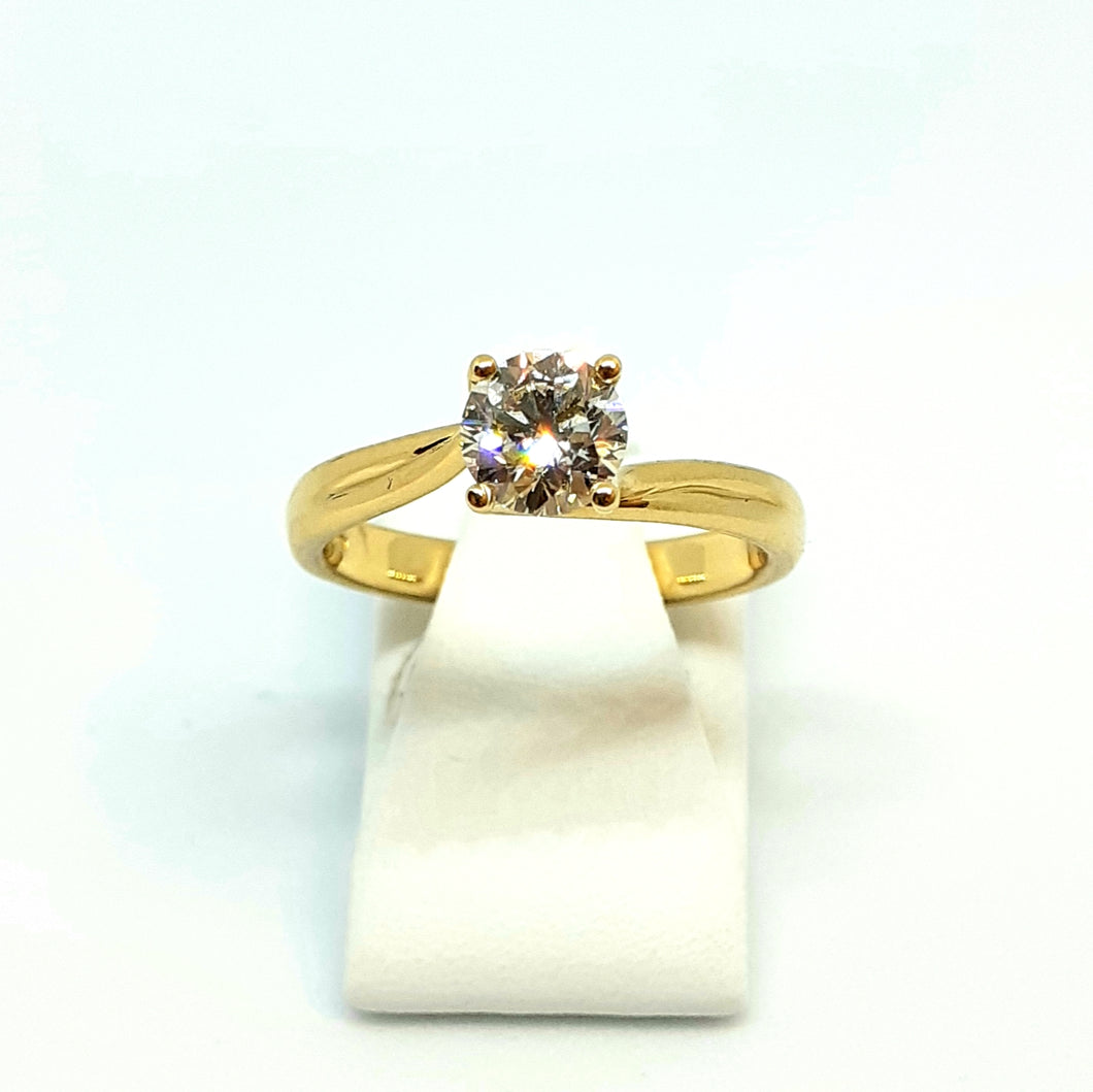 18ct Hallmarked Yellow Gold Diamond Designer Solitaire Ring - Product Code - Y405