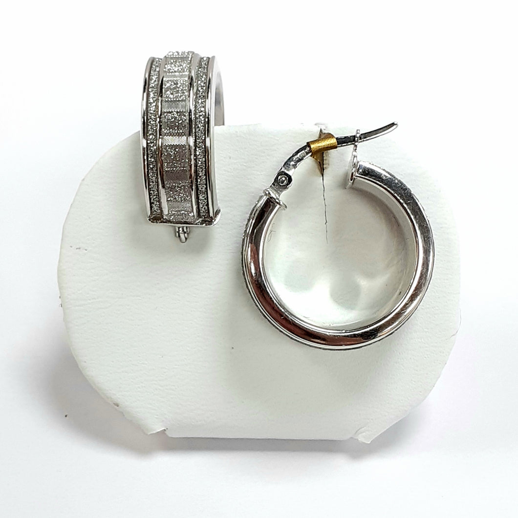 9ct White Gold Hallmarked Earrings - Product Code - J154