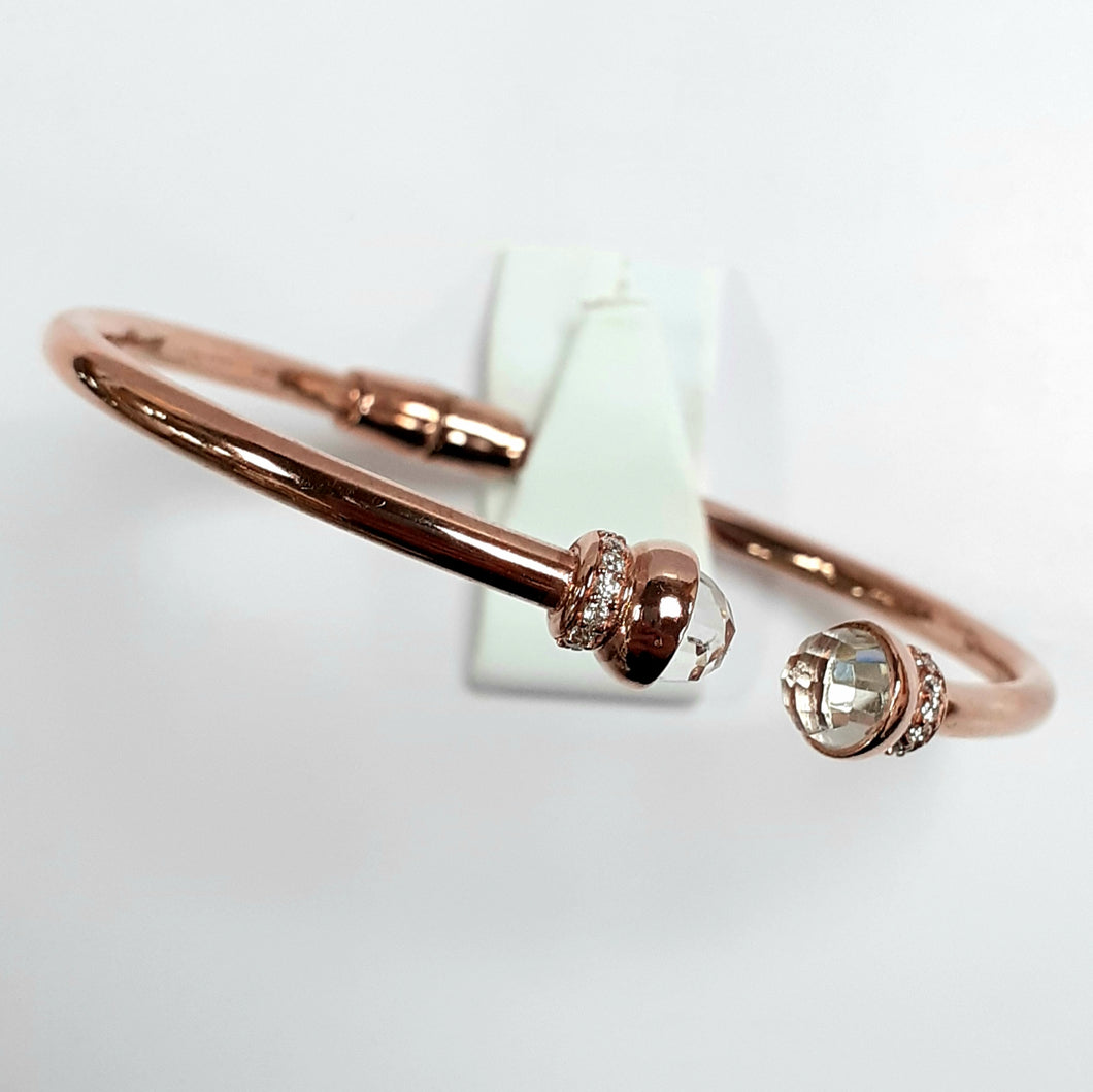 Rose Gold On Silver Hallmarked Bangle - Product Code - J452