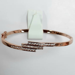 Rose Gold On Silver Hallmarked Bangle - Product Code - F134