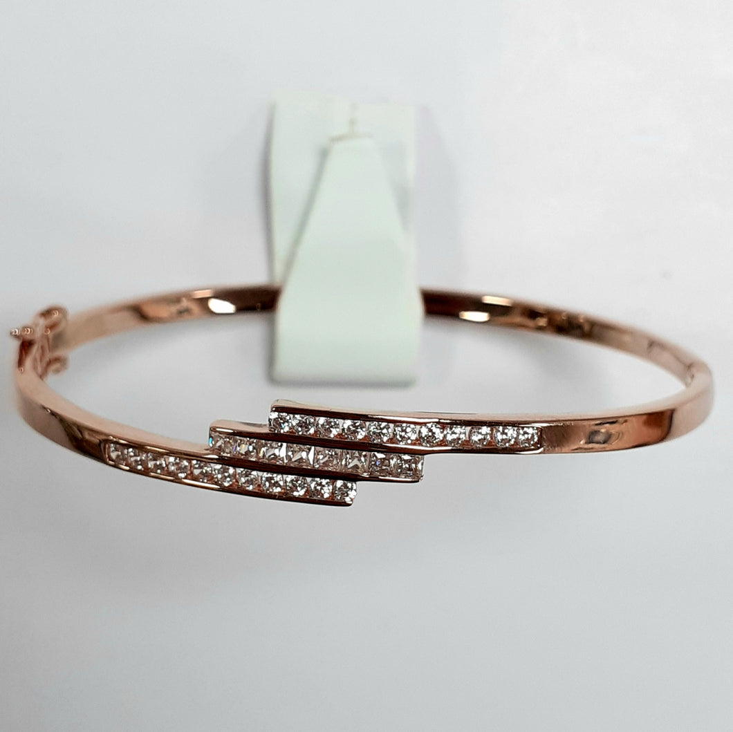Rose Gold On Silver Hallmarked Bangle - Product Code - F134