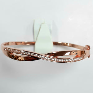 Rose Gold On Silver Hallmarked Bangle - Product Code - F151
