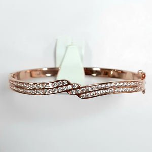 Rose Gold On Silver Hallmarked Bangle - Product Code - F135