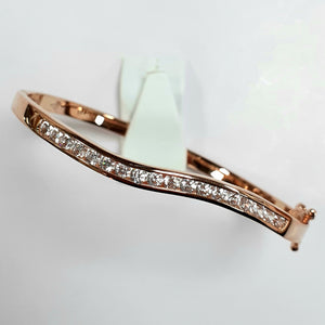 Rose Gold On Silver Hallmarked Bangle - Product Code - F153