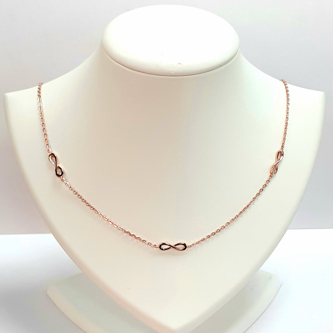 Rose Gold On Silver Hallmarked Necklet - Product Code - VX151