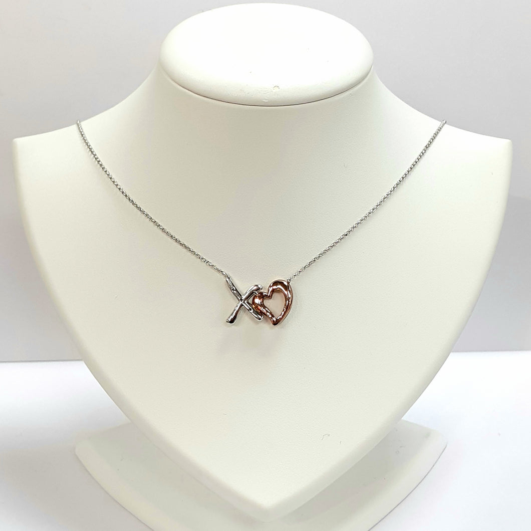 Rose Gold On Silver Hallmarked Necklet - Product Code - A277