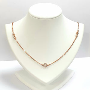 Rose Gold On Silver Hallmarked Necklet - Product Code - L293