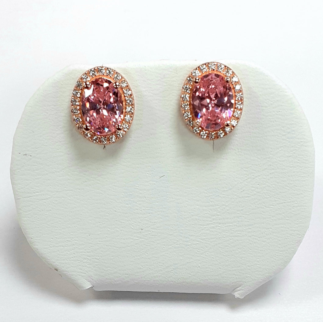 Rose Gold On Silver Hallmarked Earrings - Product Code - I578