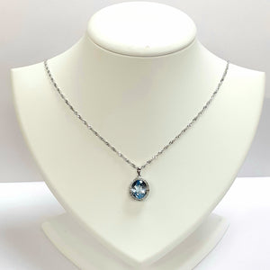 9ct White Gold Blue Topaz & Diamond Pendant With Chain - Product Code - VX507 & VX676