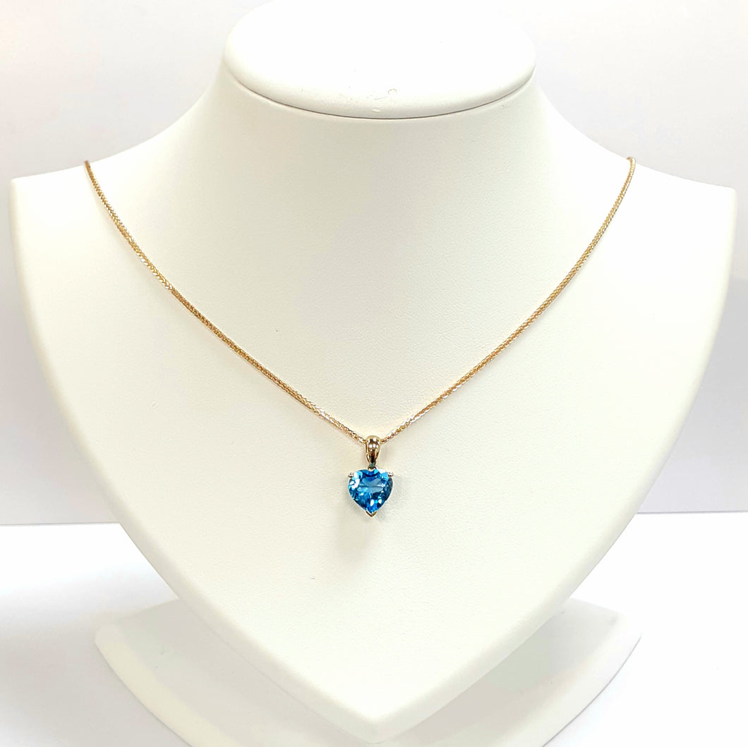 9ct Yellow Gold Blue Topaz Pendant - Product Code - AA50 & U700