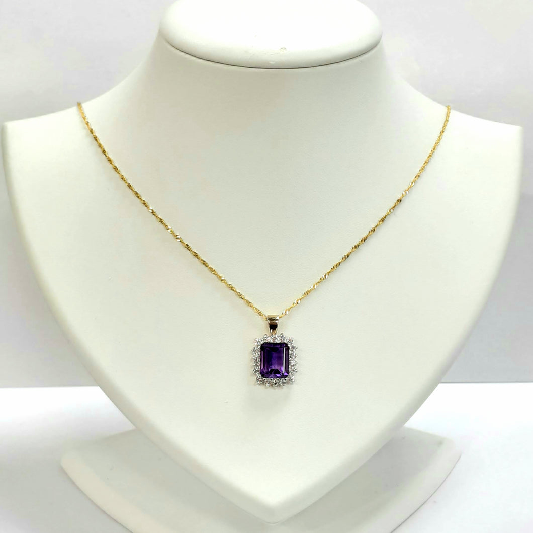 9ct Yellow Gold Amethyst Pendant - Product Code - H4 & VX937