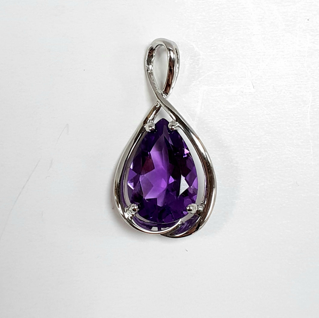 9ct White Gold Amethyst Pendant - Product Code - AA99