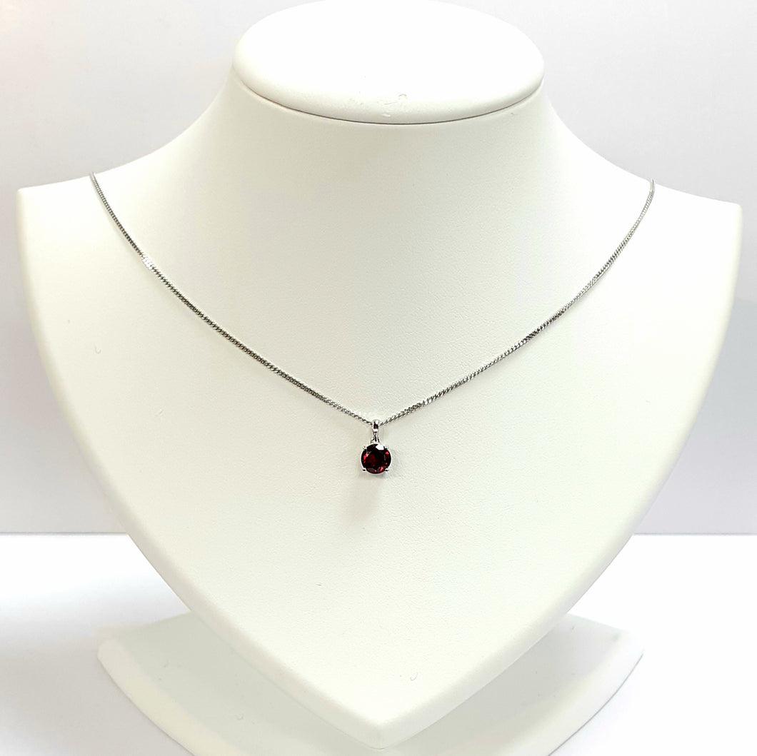 Silver Garnet Pendant With Chain - Product Code - A588
