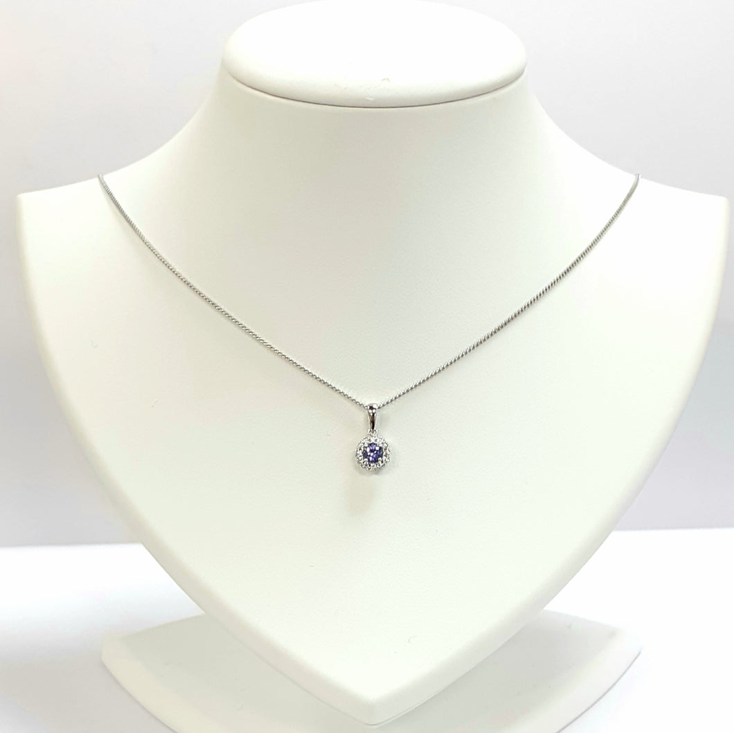 Silver Tanzanite & Cubic Zirconia Pendant - Product Code - A380