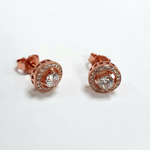Rose Gold On Silver Hallmarked Earrings - Product Code - L363