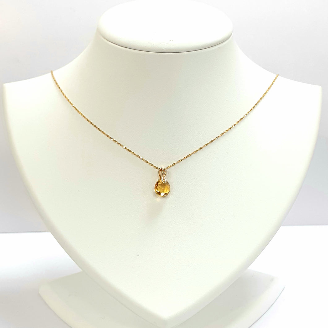 9ct Yellow Gold Citrine Pendant With Chain - Product Code - AA89 & VX948