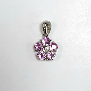 9ct White Gold Pink Sapphire & Diamond Pendant - Product Code -  AA122