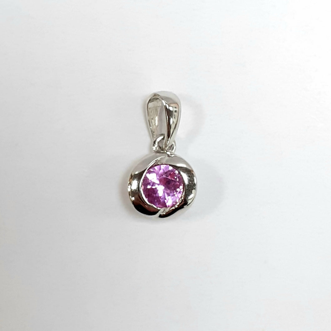 9ct White Gold Pink Sapphire Pendant - Product Code - AA116