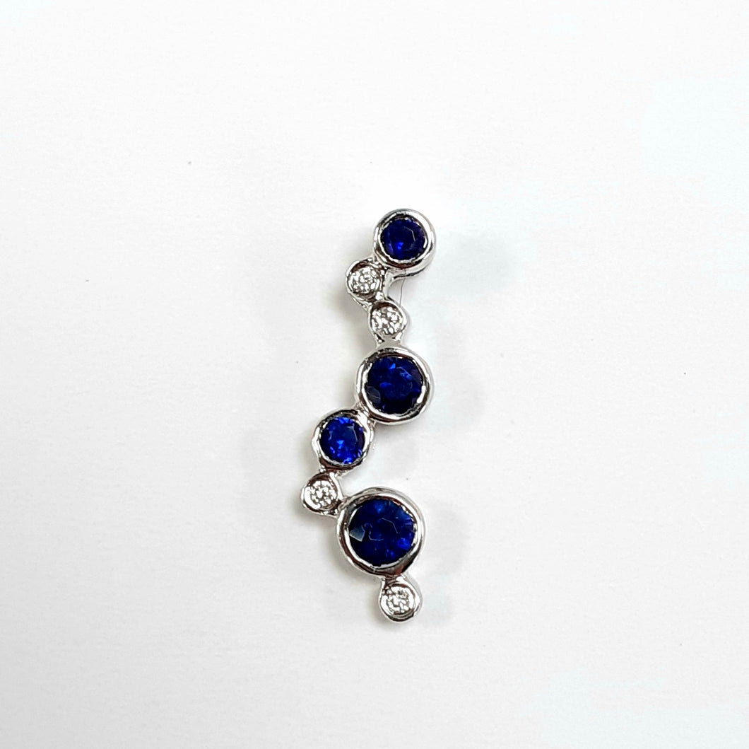 9ct White Gold Sapphire & Diamond Pendant - Product Code - AA26