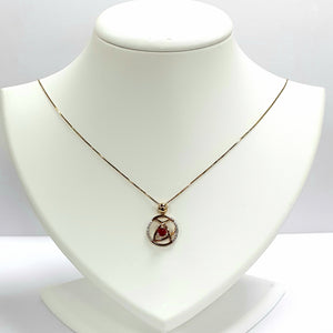 9ct Yellow Gold Ruby & Diamond Pendant & Chain - Product Code - A401 & M860